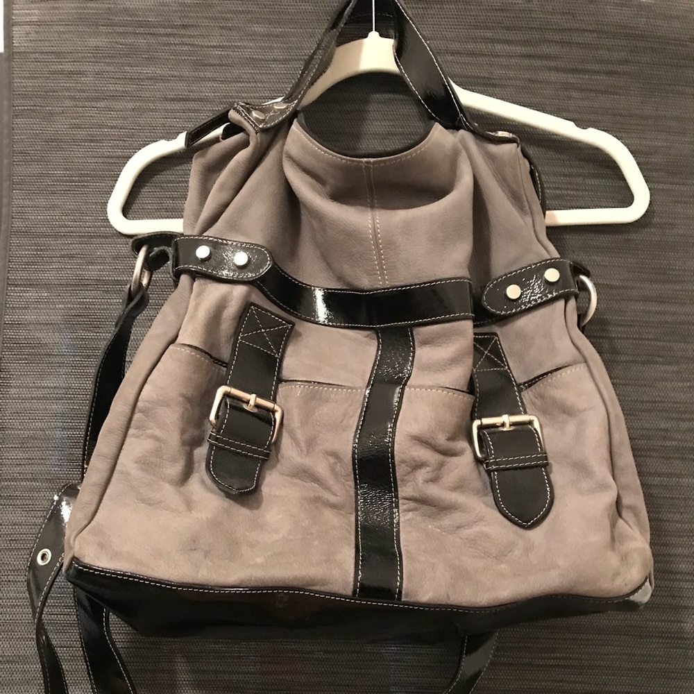 Pulicati Italian large gray suede leather bag